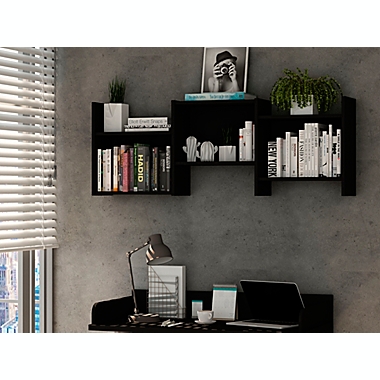 Manhattan Comfort&copy; Hampton Wall Decor Shelves in Black. View a larger version of this product image.