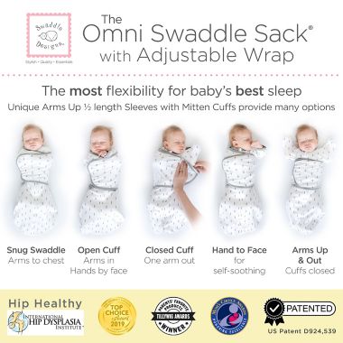 Swaddle Designs Size 0-3M Tiny Arrows Arms Up Half-Length Sleeves Omni Swaddle Sack in Black. View a larger version of this product image.