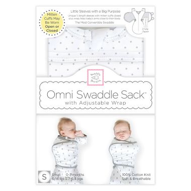 Swaddle Designs Size 0-3M Polka Dots Arms Up Half-Length Sleeves Omni Swaddle Sack Sterling. View a larger version of this product image.