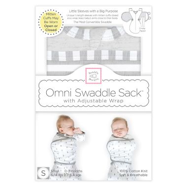 Swaddle Designs Size 0-3M Stripes Arms Up Half-Length Sleeves Omni Swaddle Sack in Grey. View a larger version of this product image.