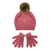 NYGB&trade; Size 4-6X 2-Piece Pom-Pom Hat and Mitten Set in Rose Quartz
