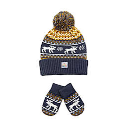 NYGB Size 12-24M 2-Piece Moose Hat and Mitten Set in Dark Grey