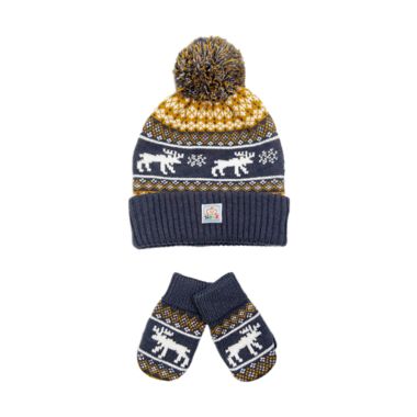 NYGB Size 2T-4T 2-Piece Moose Hat and Mitten Set in Dark Grey. View a larger version of this product image.