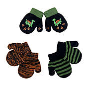 NYGB&trade; Size 12-24M 3-Pack Dinosaur Mittens in Black