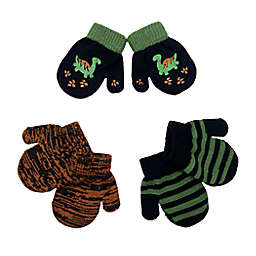 NYGB™ Size 12-24M 3-Pack Dinosaur Mittens in Black