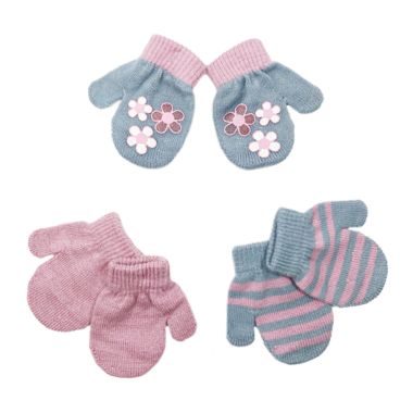 NYGB&trade; Size 12-24M 6-Piece Floral Mitten Set in Storm. View a larger version of this product image.