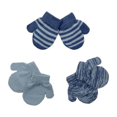 NYGB&trade; Size 12-24M 6-Piece Striped Mittens in Storm. View a larger version of this product image.