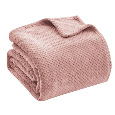 Thesis Plush Twin Solid Textured Blanket in Blush