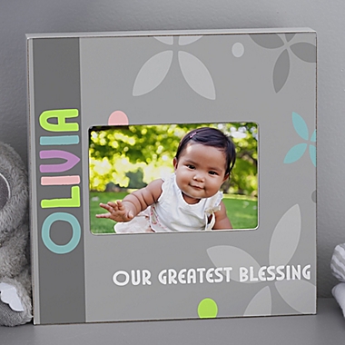 Trendy Baby Girl Personalized 4-inch x 6-inch Box Picture Frame. View a larger version of this product image.
