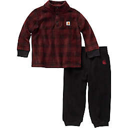 Carhartt® Size Mock Neck Sweatshirt & Fleece Sweatpant Set in Burgundy/Black
