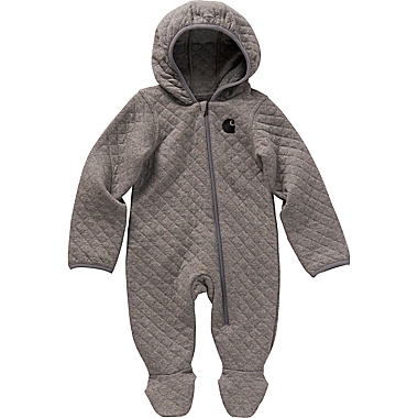Carhartt&reg; Long Sleeve Quilted Hooded Footed Coverall in Grey. View a larger version of this product image.