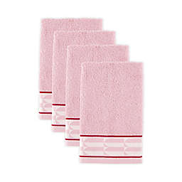 The Novogratz Waverly Tile 4-Piece Hand Towel Set in Pink