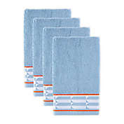 The Novogratz Waverly Tile 4-Piece Hand Towel Set in Blue