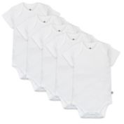 Honest&reg; 5-Pack Short Sleeve Bodysuits in White