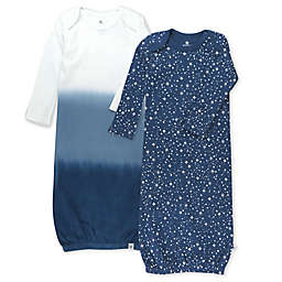 Honest® Size 0-6M 2-Pack Twinkle Star Sleeper Gowns in Navy/White