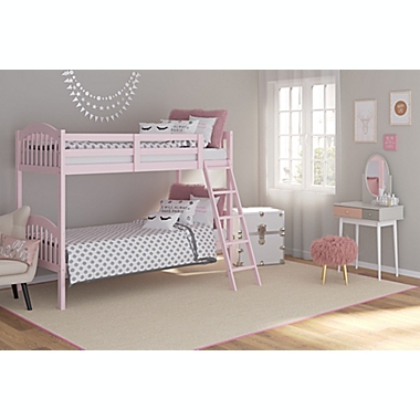 Storkcraft Long Horn Twin Bunk Bed in Pink. View a larger version of this product image.