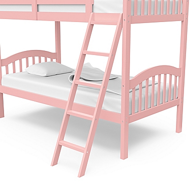 Storkcraft Long Horn Twin Bunk Bed in Pink. View a larger version of this product image.