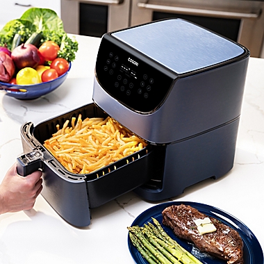 Cosori Premium 5.8 qt. Air Fryer &amp; Skewer Rack Set in Navy Blue. View a larger version of this product image.