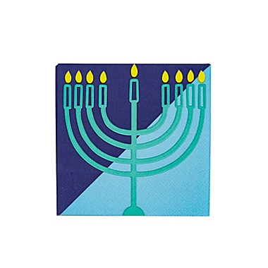 H for Happy&trade; 36-Count Menorah Hanukkah Beverage Napkins. View a larger version of this product image.