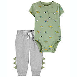 carter's® 2-Piece Dinosaur Bodysuit and Pant Set in Green/Grey