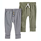 Alternate image 0 for carter&#39;s&reg; Newborn 2-Pack Cotton Pull-On Pants in Green/Navy