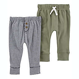 carter's® 2-Pack Cotton Pull-On Pants in Green/Navy