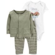 carter's&reg; 3-Piece Cardigan, Bodysuit &amp; Pant Set in Green