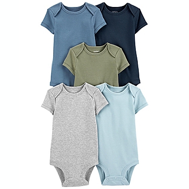carter&#39;s&reg; Size 6M 5-Pack Short Sleeve Original Bodysuits in Grey. View a larger version of this product image.