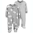 Alternate image 0 for carter&#39;s&reg; Size 3M 2-Pack Sheep/Stripes 2-Way Cotton Sleep &amp; Plays in Grey
