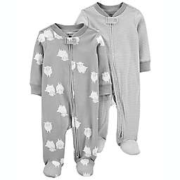 carter's® 2-Pack Sheep/Stripes 2-Way Cotton Sleep & Plays in Grey