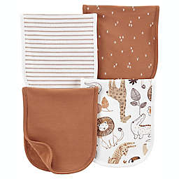 carter's® 4-Pack Jungle Animals Burp Cloths in White