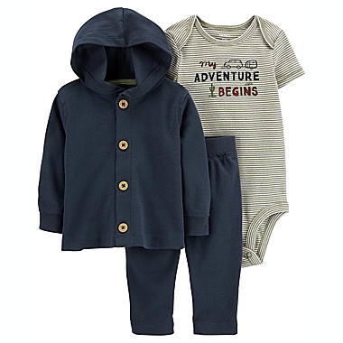 carter&#39;s&reg; Size 3M 3-Piece Little Cardigan Set in Navy. View a larger version of this product image.