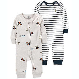carter's® 2-Pack Western Jumpsuits in Grey/White