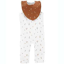 carter's® 2-Piece Chevrons Jumpsuit and Bandana Bib Set in White/Brown