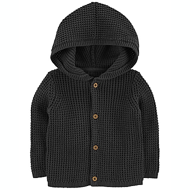 carter&#39;s&reg; Size 3M Hooded Button-Front Cardigan in Navy. View a larger version of this product image.
