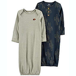 carter's® 2-Pack Cactus Sleeper Gowns in Green/Blue