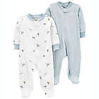 Alternate image 0 for carter&#39;s&reg; Size 6M 2-Pack Dogs/Stripes Zip-Up Sleep &amp; Plays in White