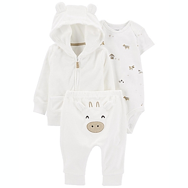 carter&#39;s&reg; Size 6M 3-Piece Terry Little Cardigan Set in White. View a larger version of this product image.