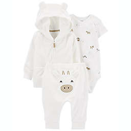 carter's® 3-Piece Terry Little Cardigan Set in White