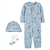 carter&#39;s&reg; 3-Piece Dogs Converter Gown, Cap and Socks Set in Blue