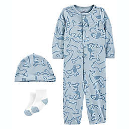 carter's® 3-Piece Dogs Converter Gown, Cap and Socks Set in Blue
