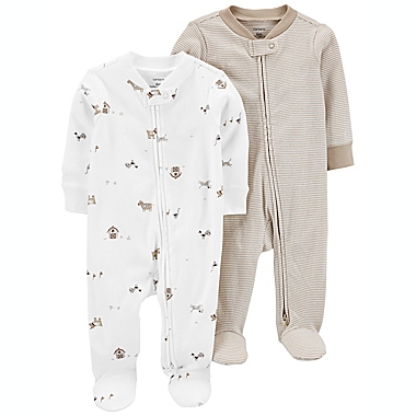 Simple Joys by Carters Girls 2-Pack Fleece Footed Sleep and Play Animals/Cheetah Print 0-3 Months 