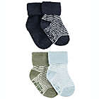 Alternate image 0 for carter&#39;s&reg; Size 0-3M 2-Pack Foldover Cuff Chenille Booties in Navy