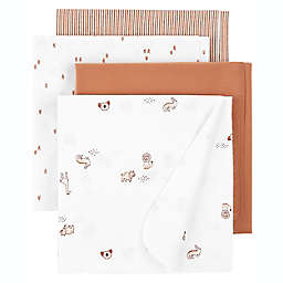 carter's® 4-Pack Patterned Flannel Receiving Blankets in White