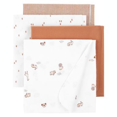 carter&#39;s&reg; 4-Pack Patterned Flannel Receiving Blankets in White. View a larger version of this product image.