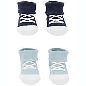 carter&#39;s&reg; Newborn 2-Pack Keepsake Sneaker Booties in White/Blue