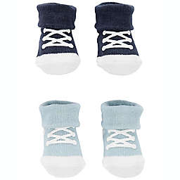 carter's® Newborn 2-Pack Keepsake Sneaker Booties in White/Blue