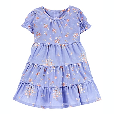 OshKosh B&#39;gosh&reg; Size 3M 2-Piece Tiered Floral Dress and Diaper Cover Set in Blue. View a larger version of this product image.