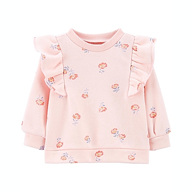 OshKosh B&#39;gosh&reg; Size 6M Floral Ruffle Pullover Sweater in Pink. View a larger version of this product image.