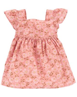 OshKosh B&#39;gosh&reg; Size 18M 2-Piece Floral Square Neck Dress and Diaper Cover Set in Orange